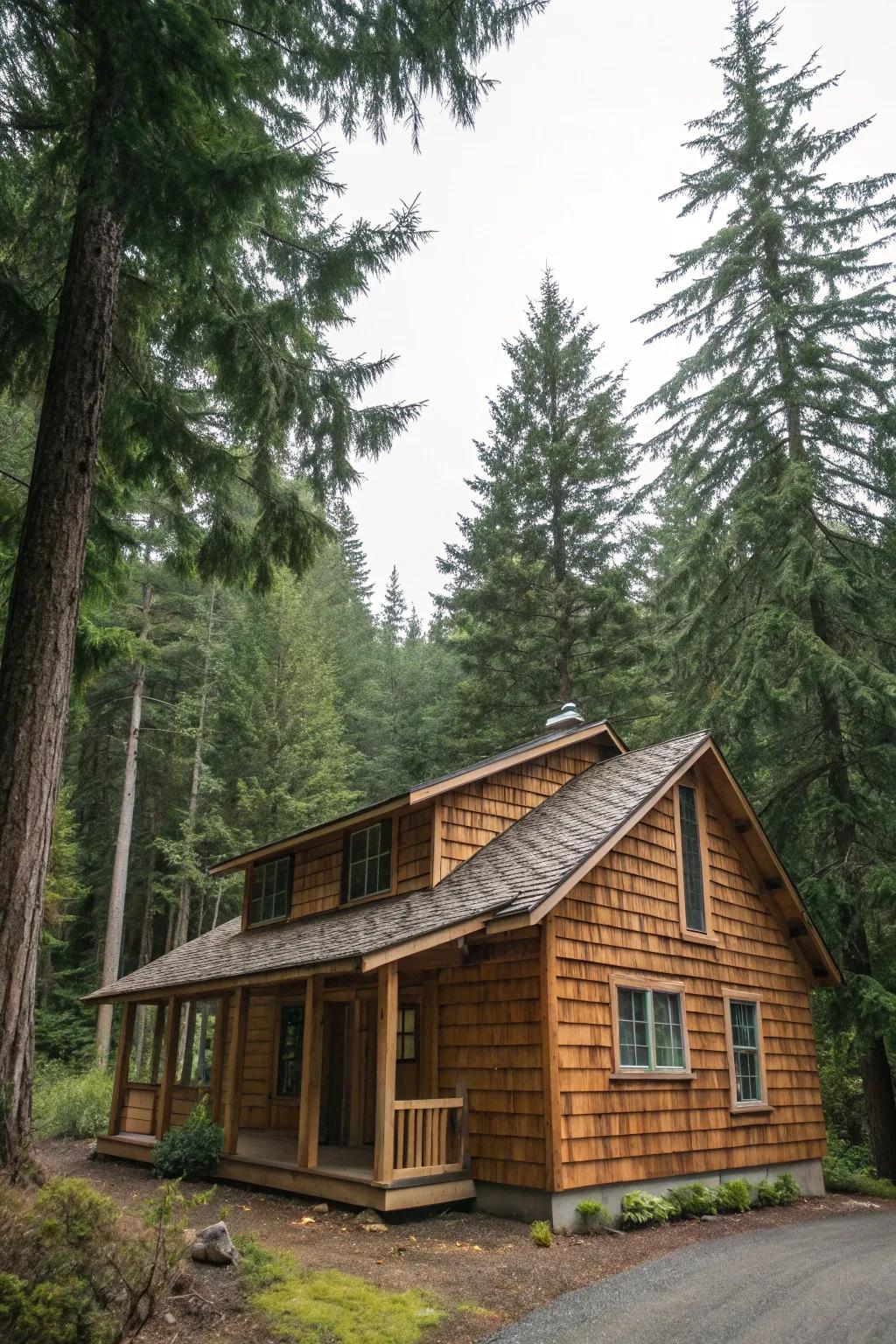 Cedar shingles add a classic and aromatic charm to cabins.