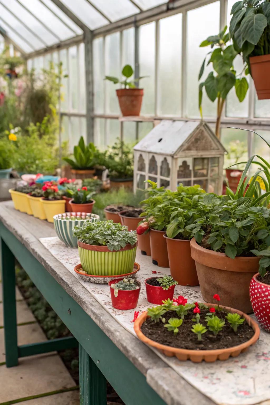 Natural decor brings warmth and charm to the greenhouse