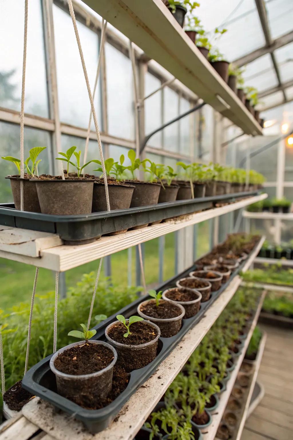 Floating shelves create an airy and minimalistic look