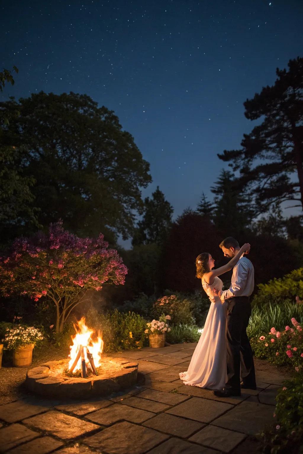 Dancing by the fire adds romance and spontaneity to your date.