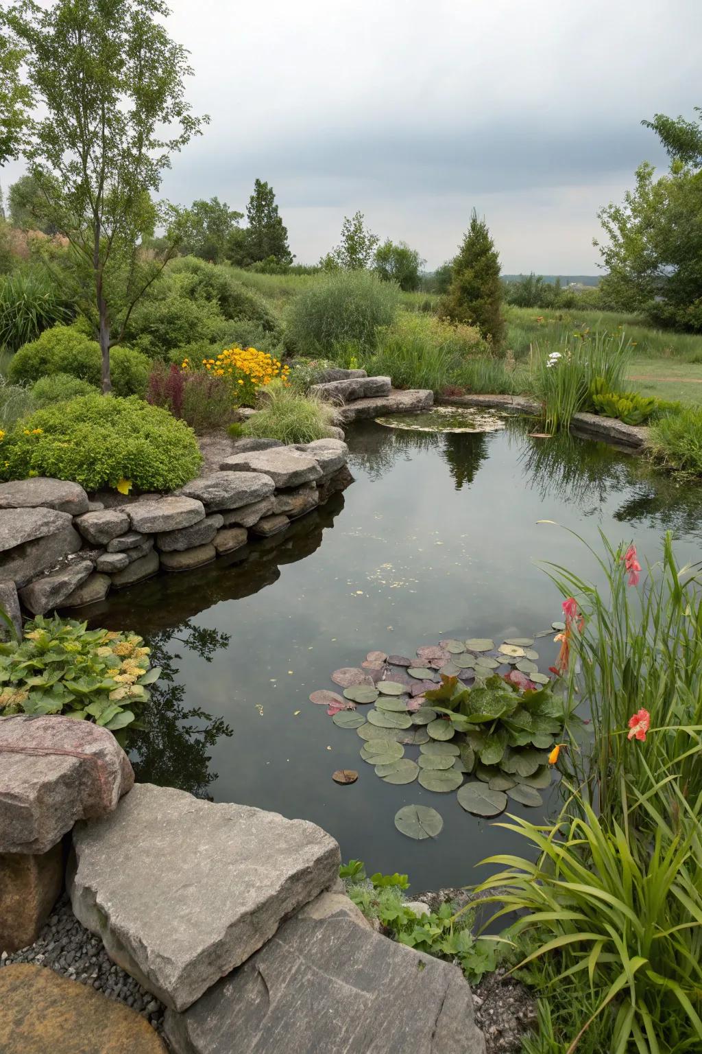 Slate rocks add elegance to water features.