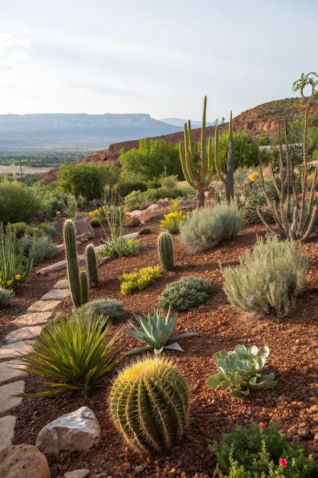 Mulch helps retain moisture and suppress weeds in a xeriscape garden.