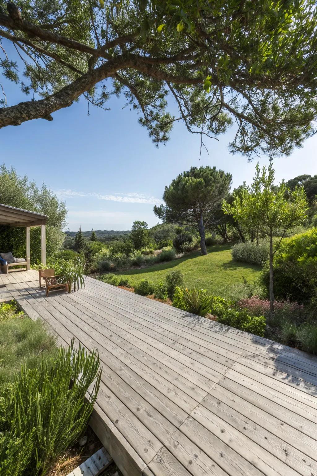 A sustainable deck design crafted from eco-friendly materials.