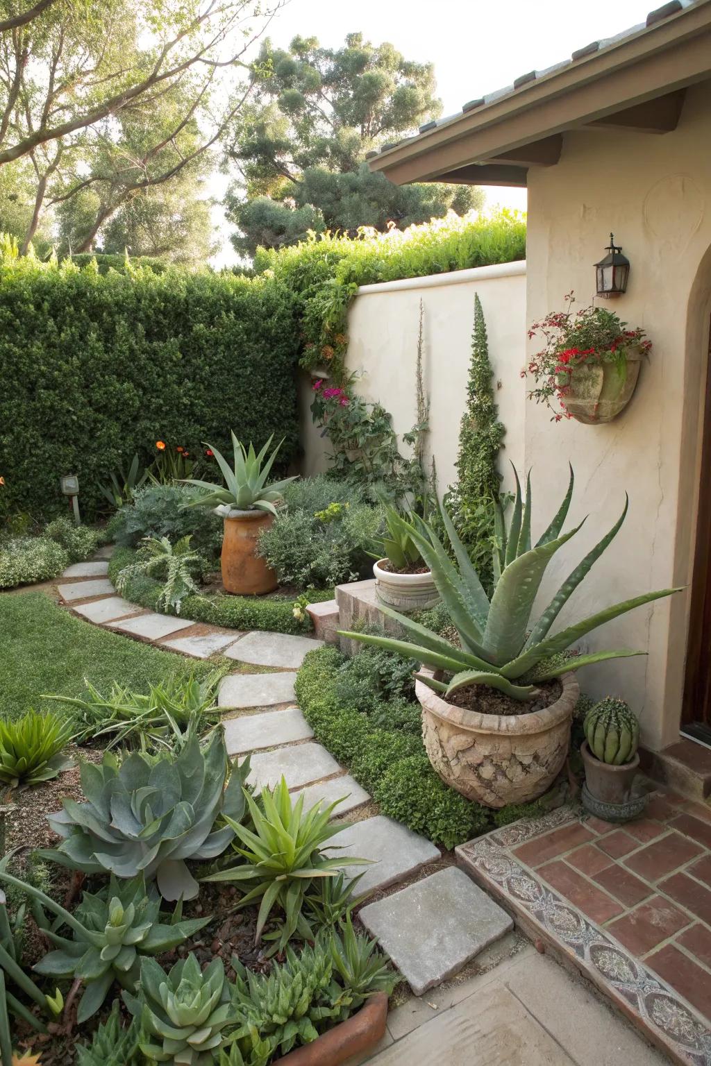 A secluded nook with Aloe vera for a private garden escape