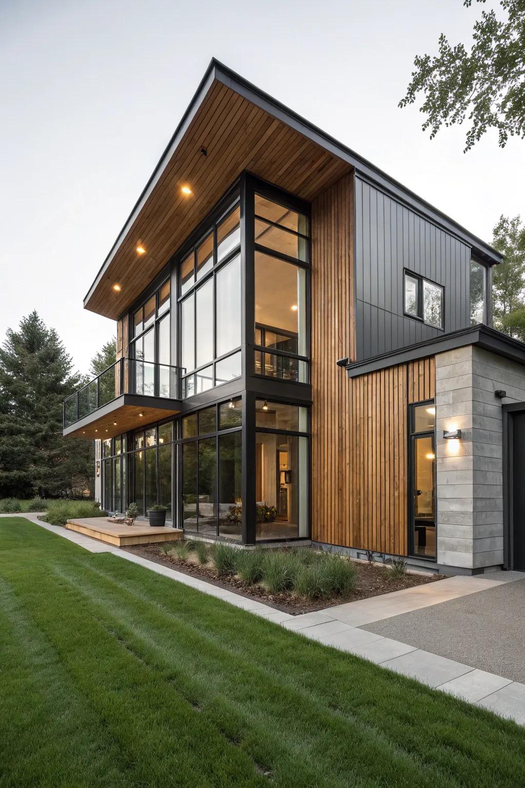 A mix of materials creates a visually stunning exterior.