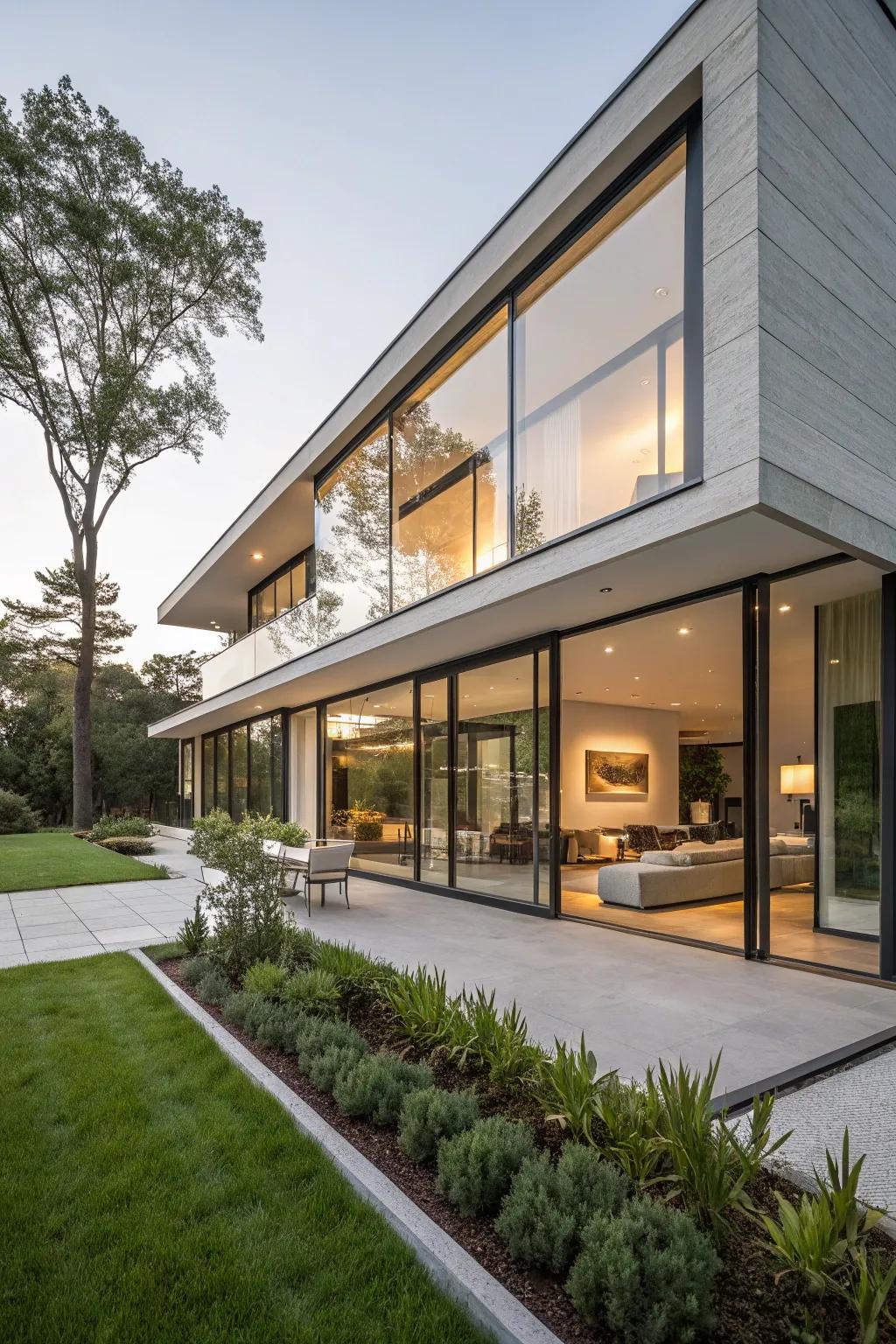 Large windows blur the line between indoors and out.