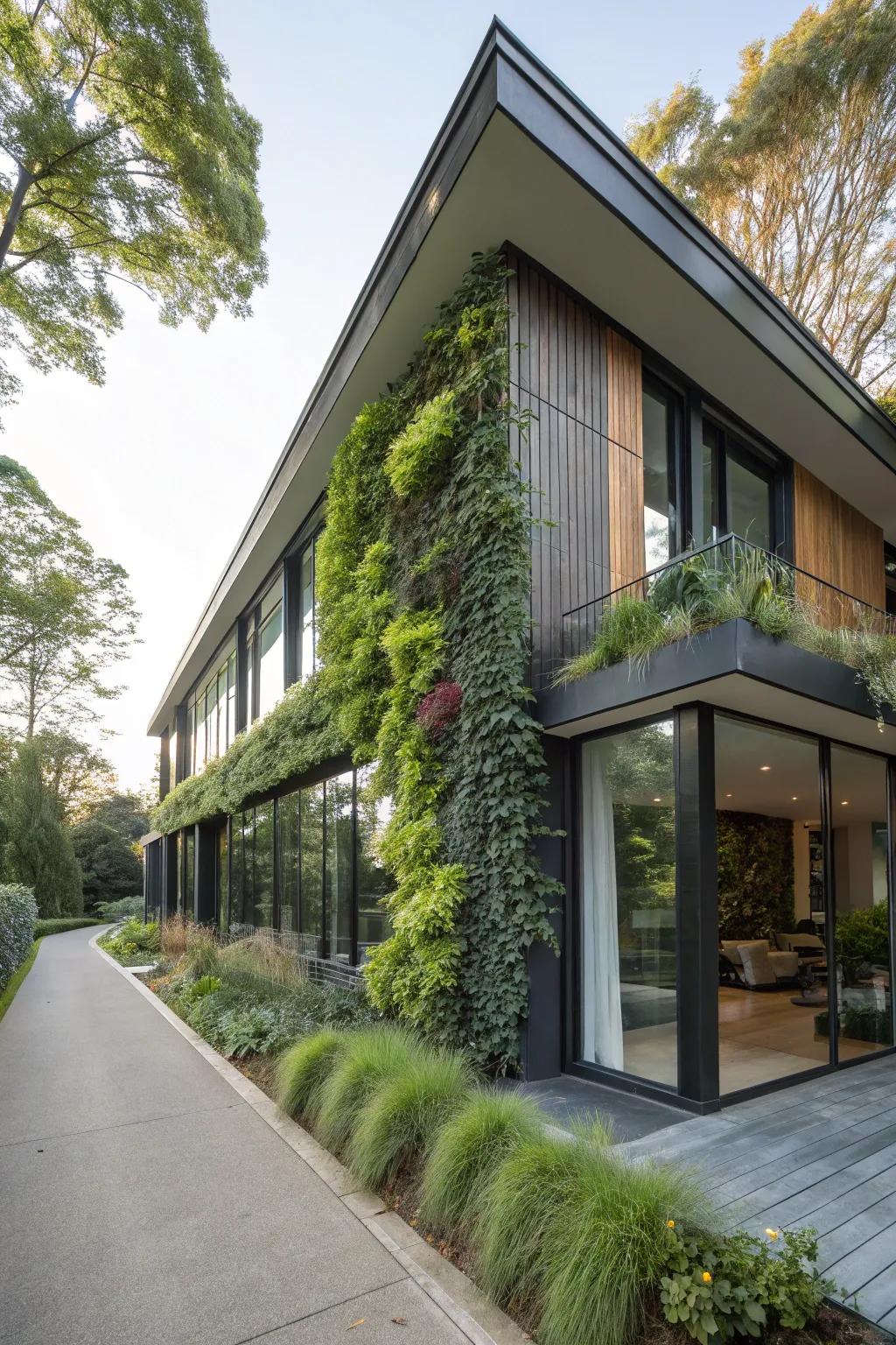 Vertical gardens add a touch of nature to modern design.