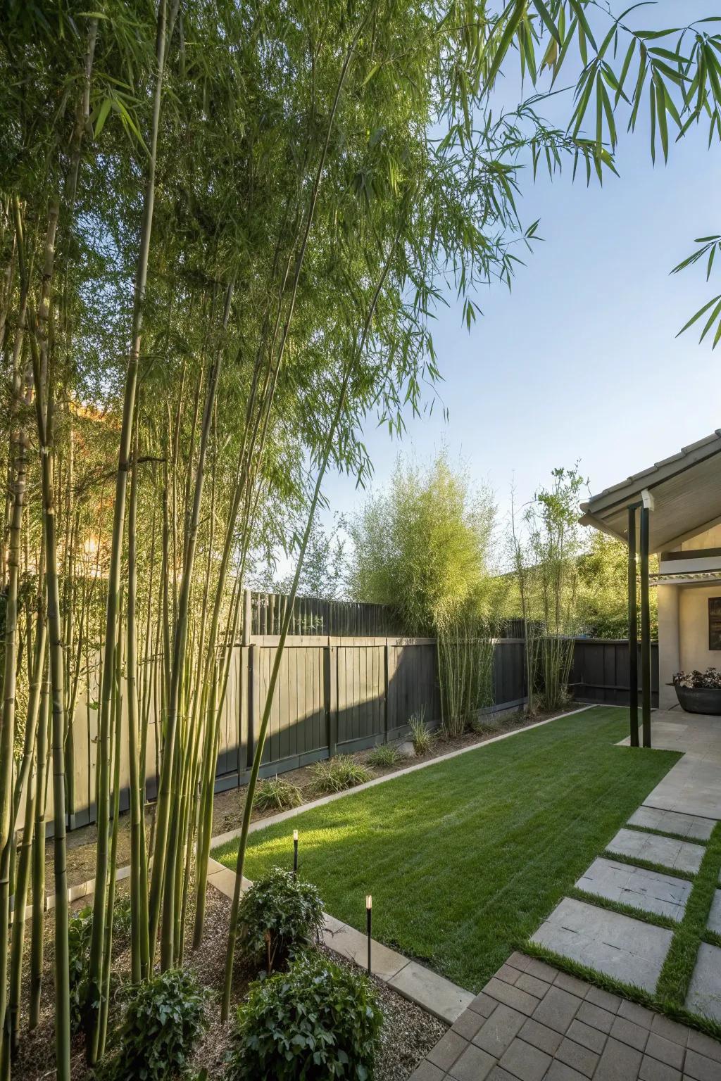 A bamboo grove providing a tranquil and zen-like retreat in the backyard.