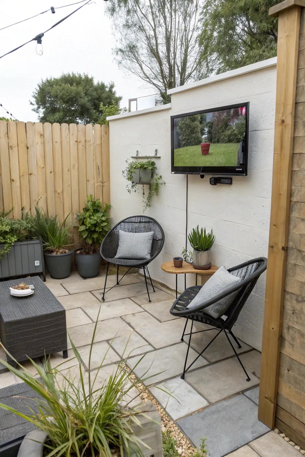 Wall-mounted units save space and keep your patio tidy.