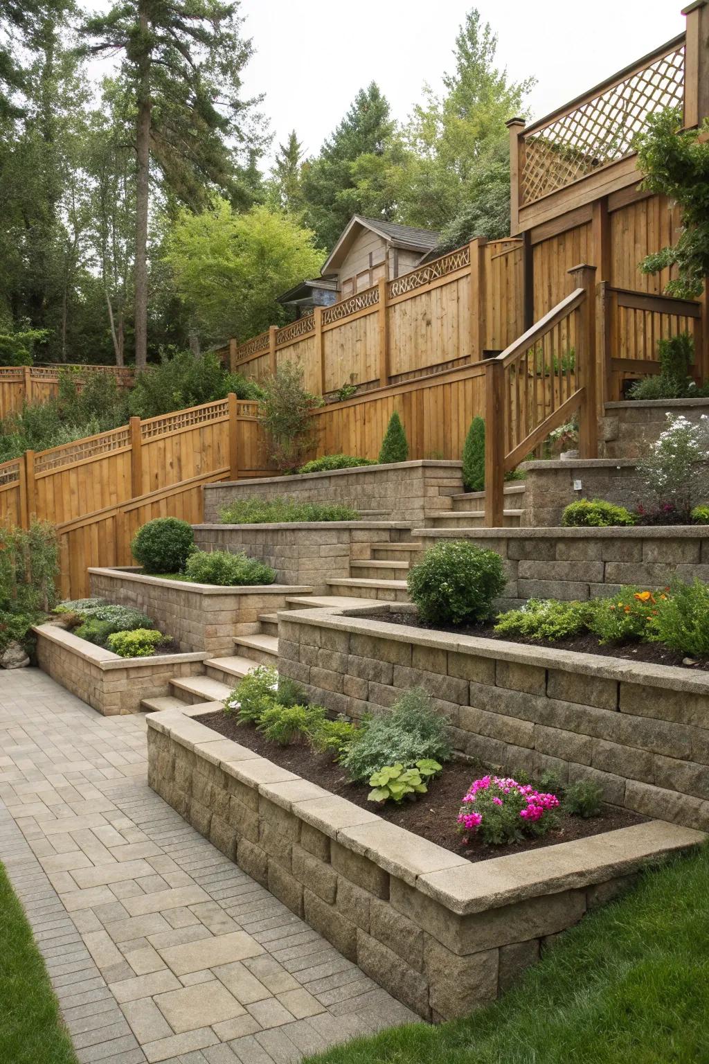 Terraced designs add depth and sophistication.