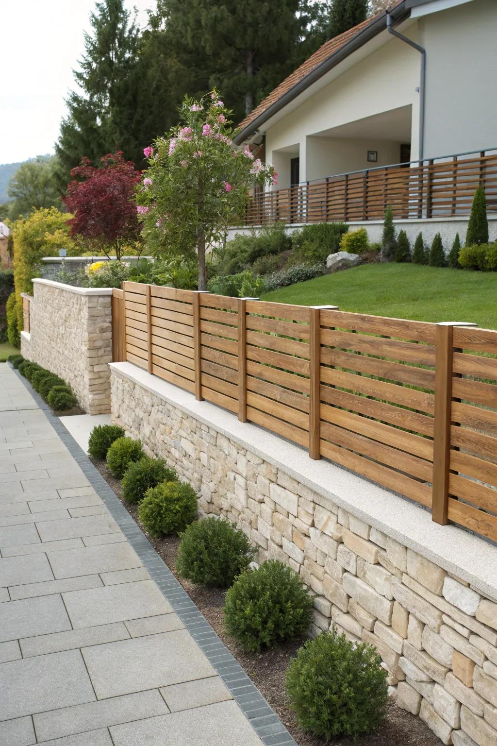 Horizontal slats provide privacy without compromising on style.