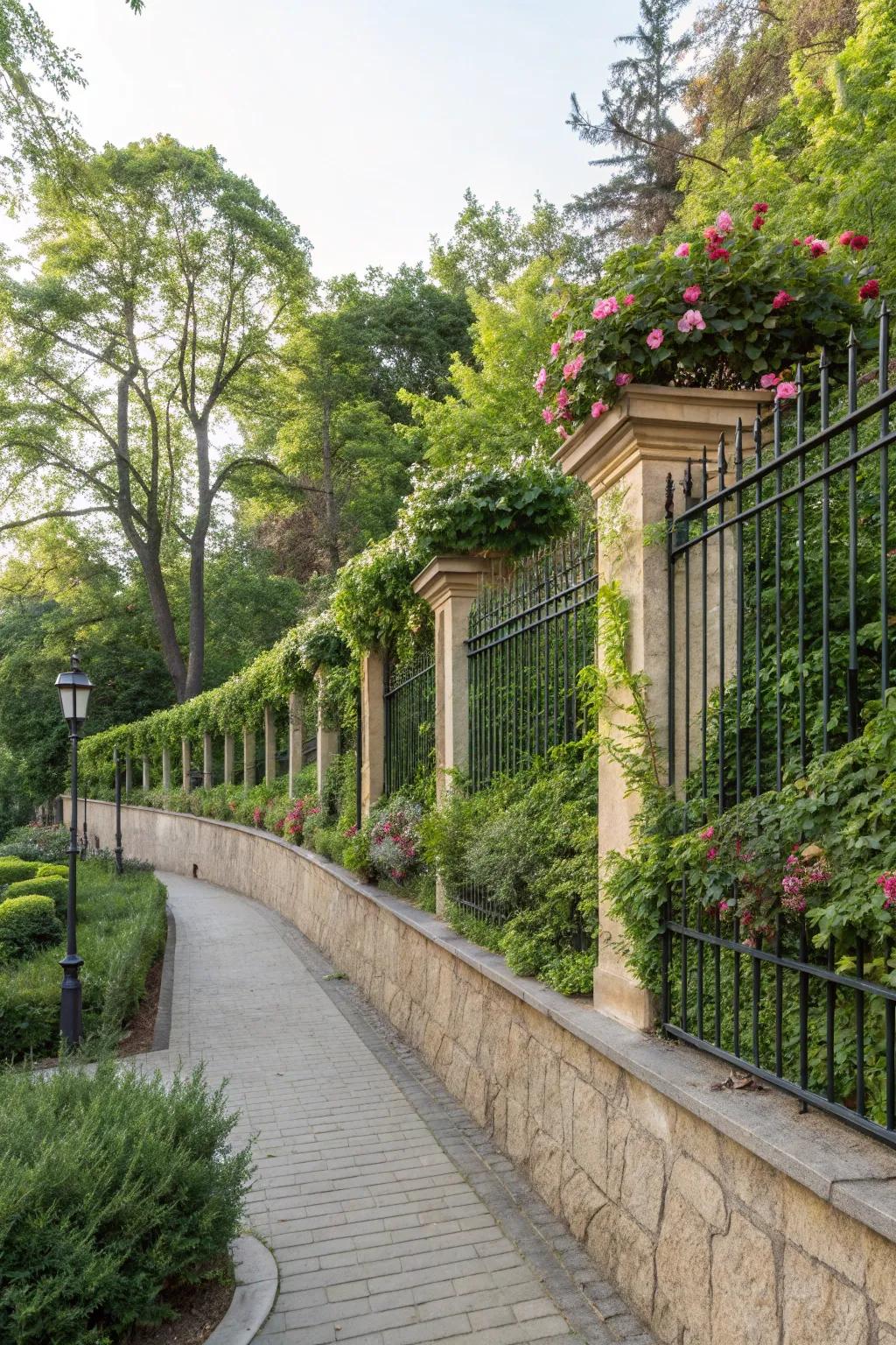 Plant panels offer privacy and a natural touch.