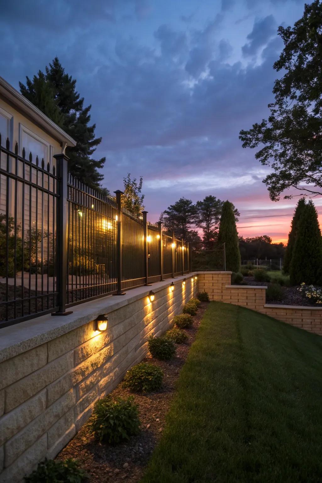 Integrated lighting creates a magical evening ambiance.