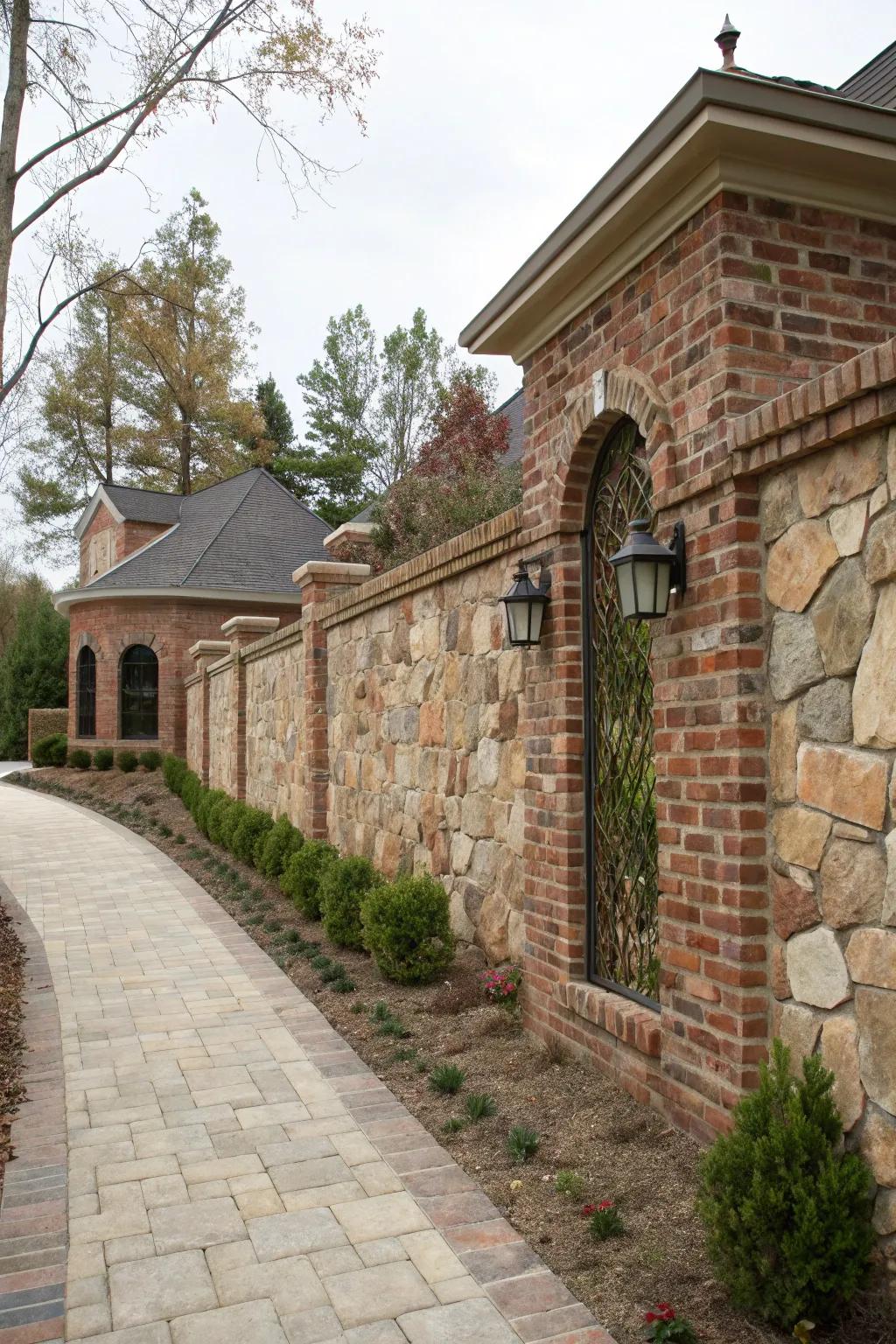Stone accents add elegance and natural beauty to brick walls.