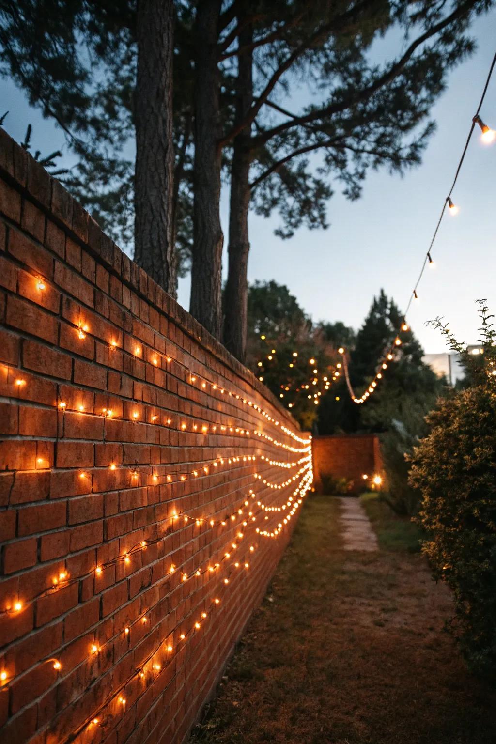 String lights create a magical evening ambiance.