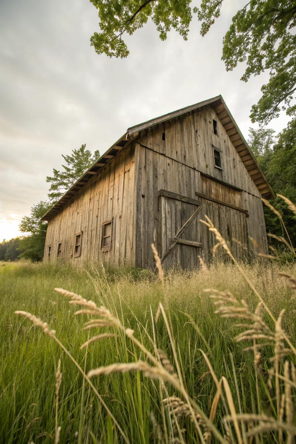 A rustic wooden barn showcasing its natural beauty.