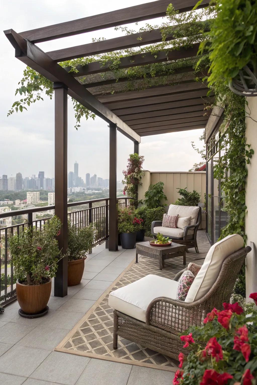 Integrating furniture enhances the functionality of your balcony.