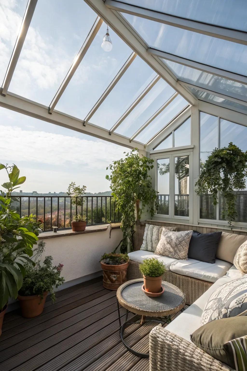 Glass roofs offer protection without sacrificing views.