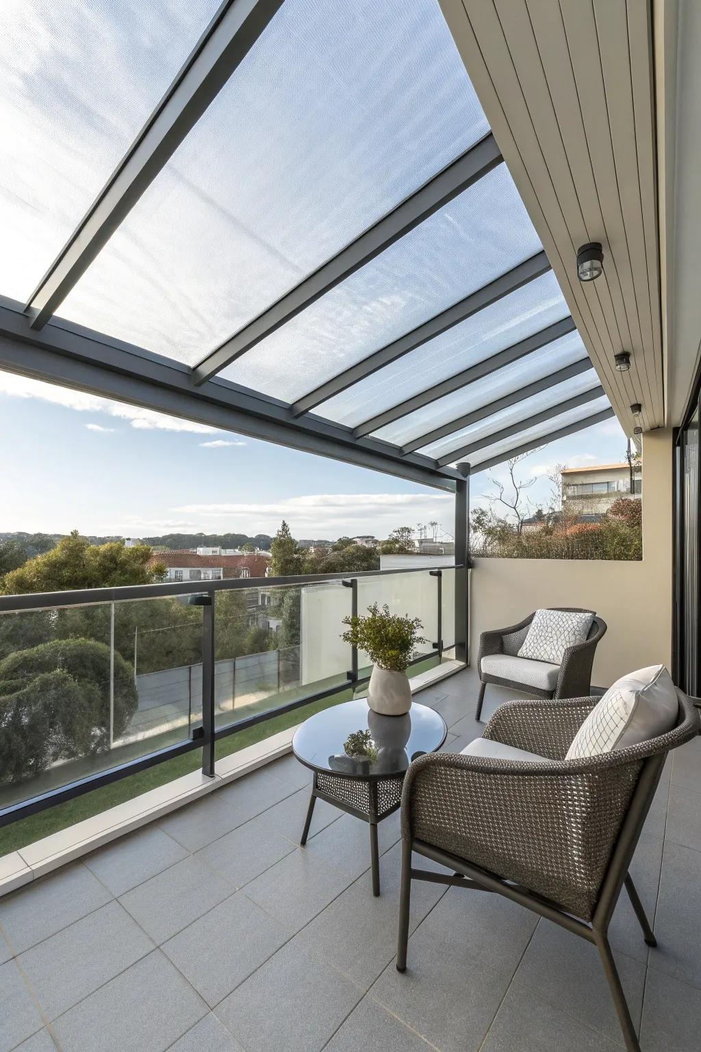 Polycarbonate roofs offer strength and protection from the elements.