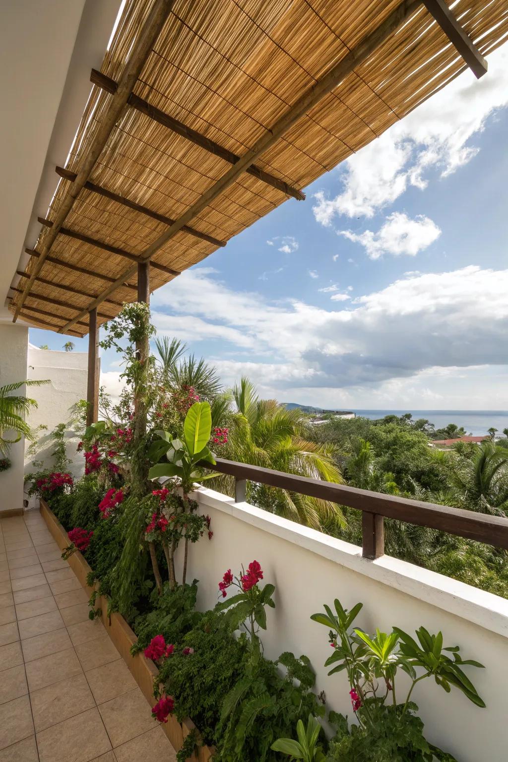 Bamboo screens provide privacy and a touch of the tropics.