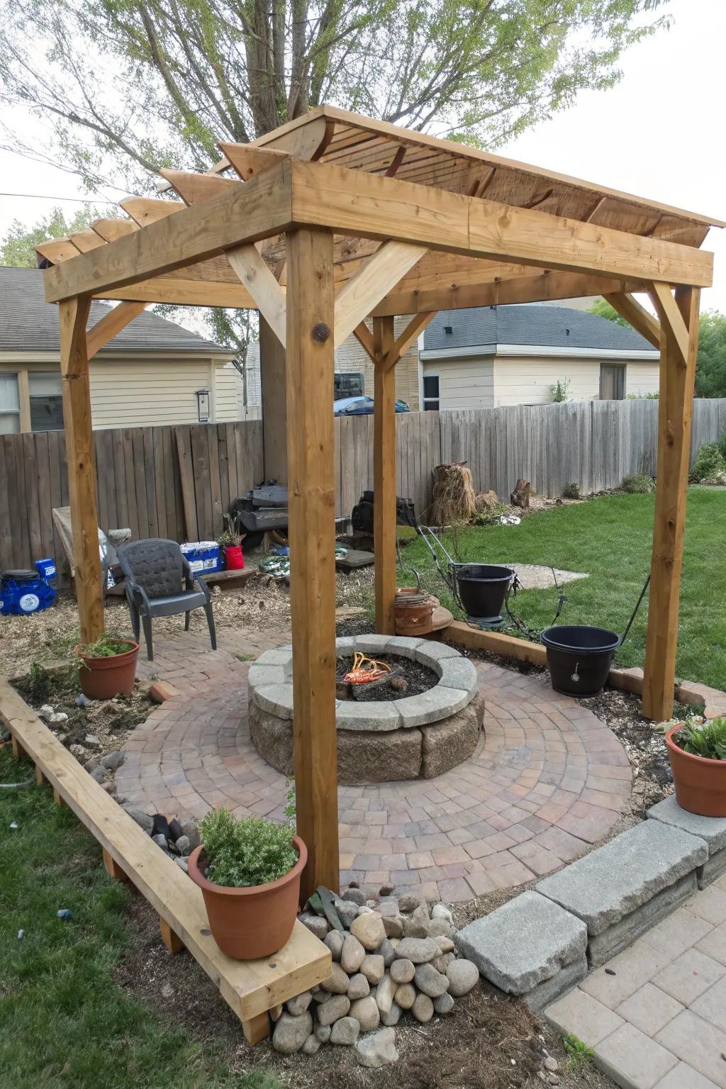 A DIY pergola project adds a personal touch to your space.