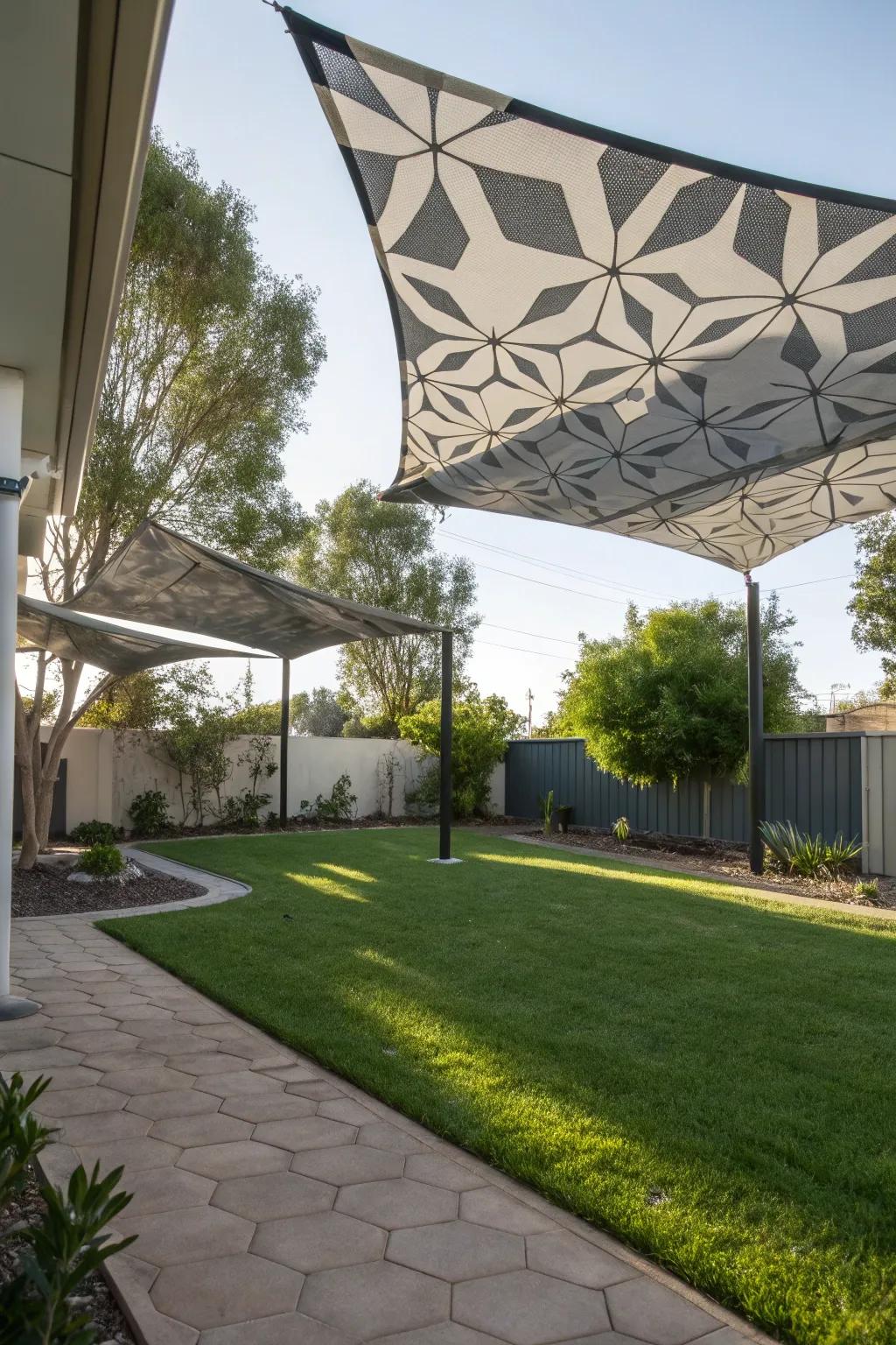 Embrace modernity with bold geometric sails.