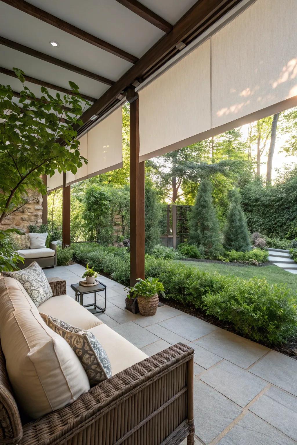 Roller shades that provide privacy and comfort.