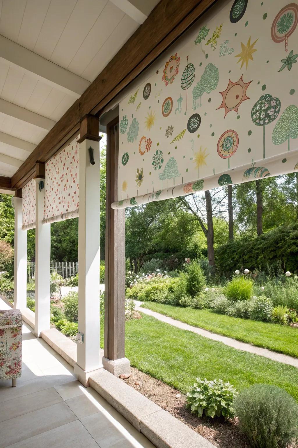 Roller shades with unique shapes for a playful touch.