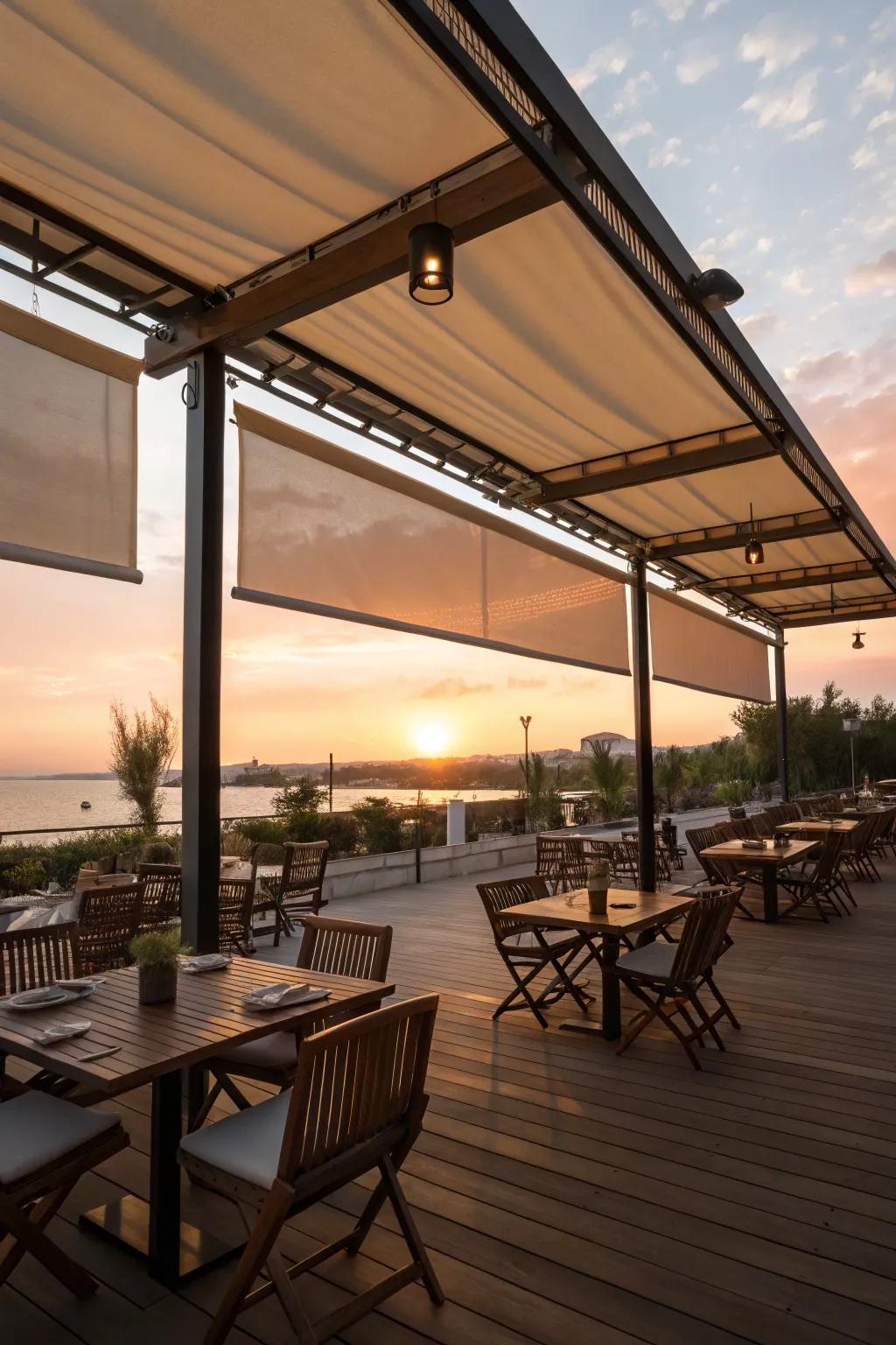 Roller shades that create a magical sunset ambiance.