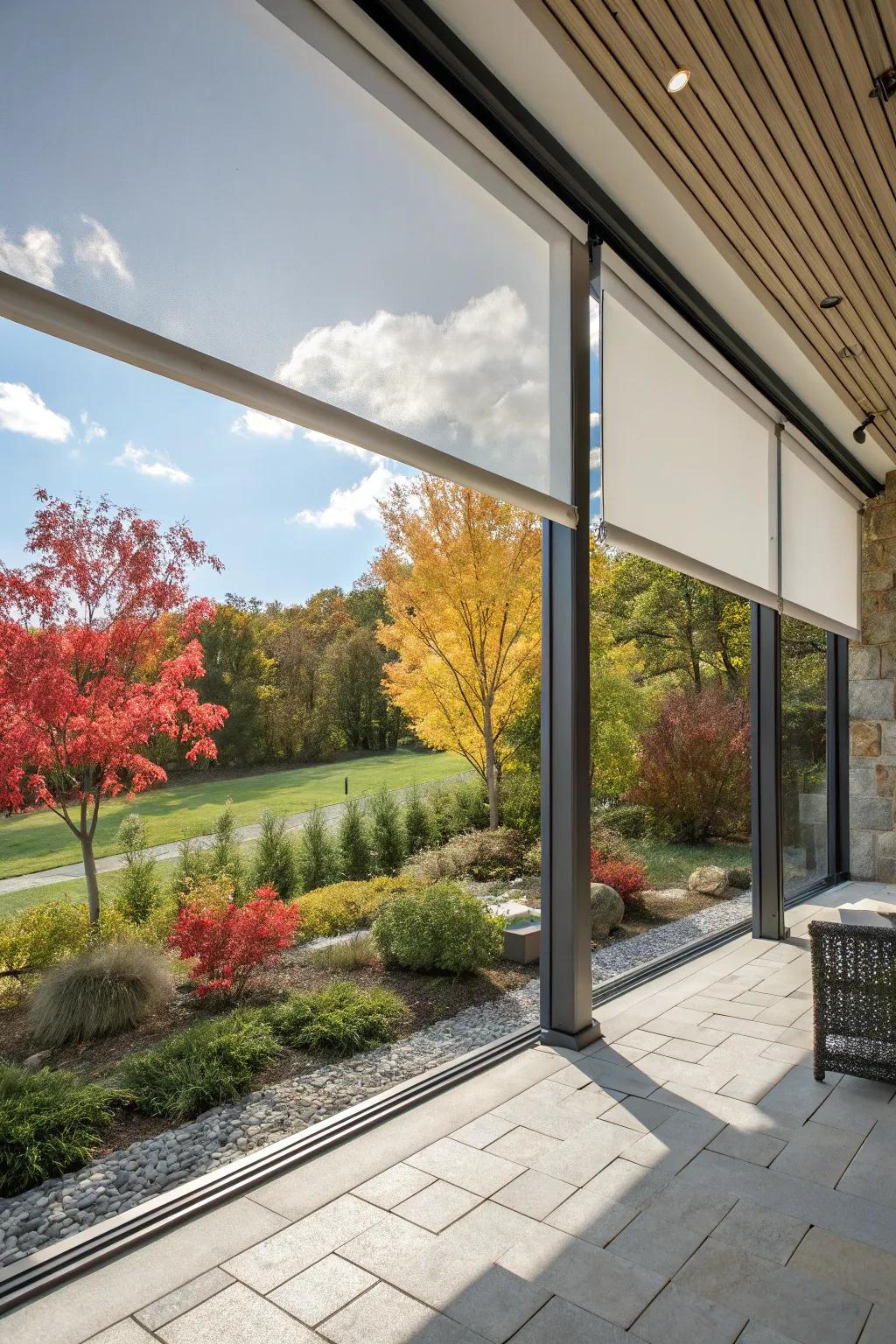 Roller shades that offer seasonal style versatility.