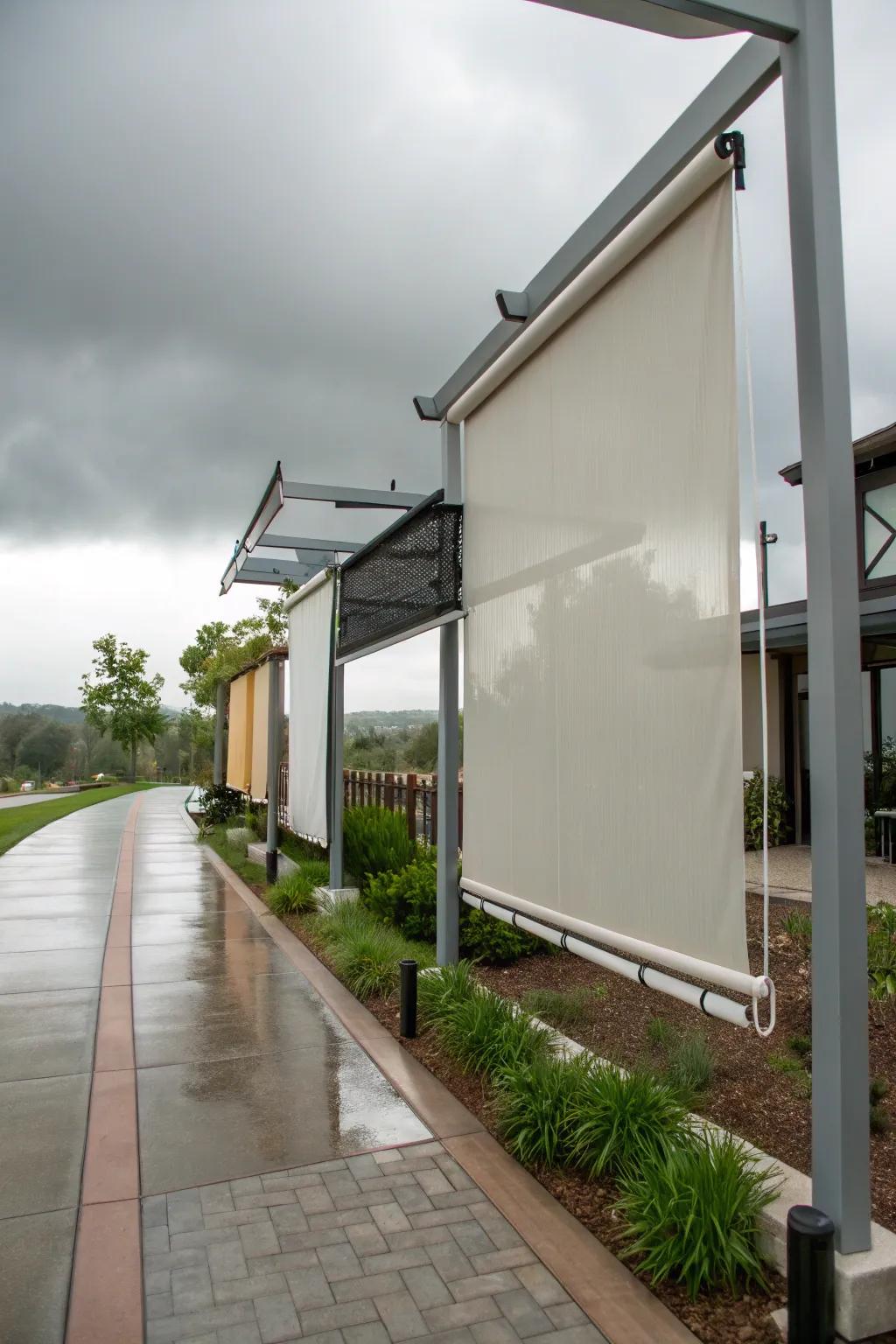 Weather-resistant roller shades for year-round use.
