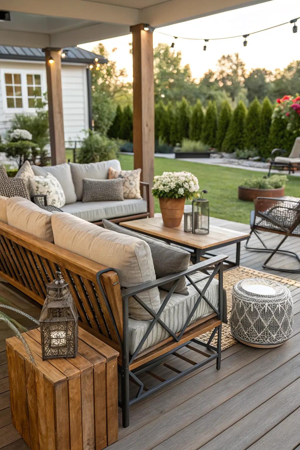 Elevate your terrace with a mix of textures.