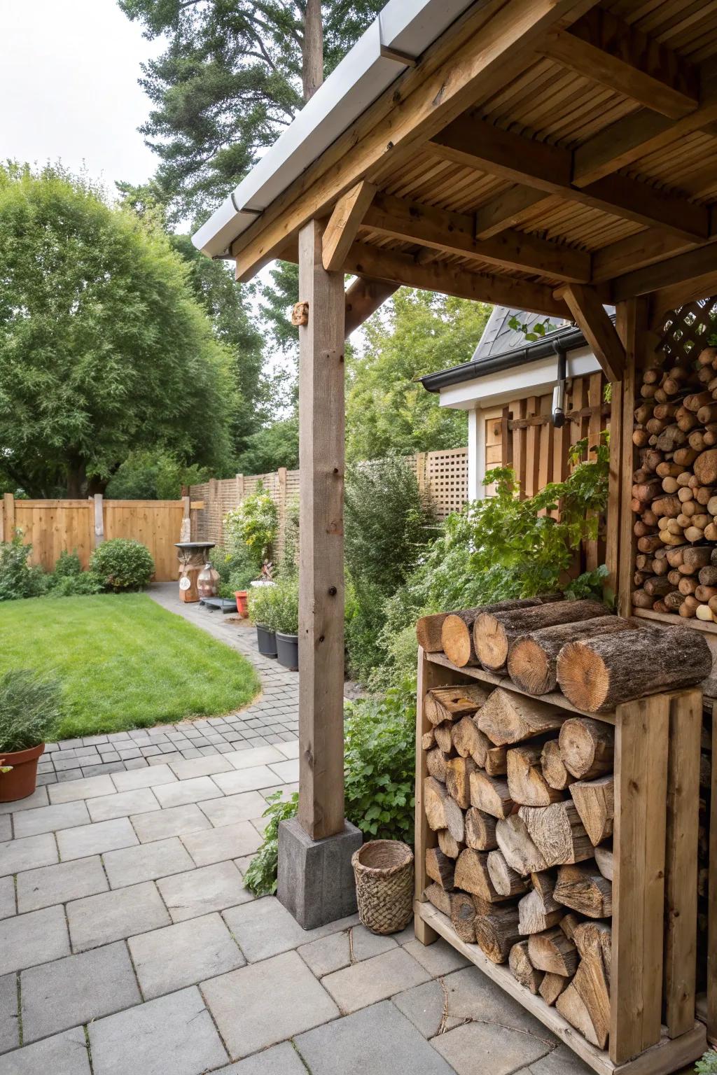 Add rustic charm with stylish firewood storage.