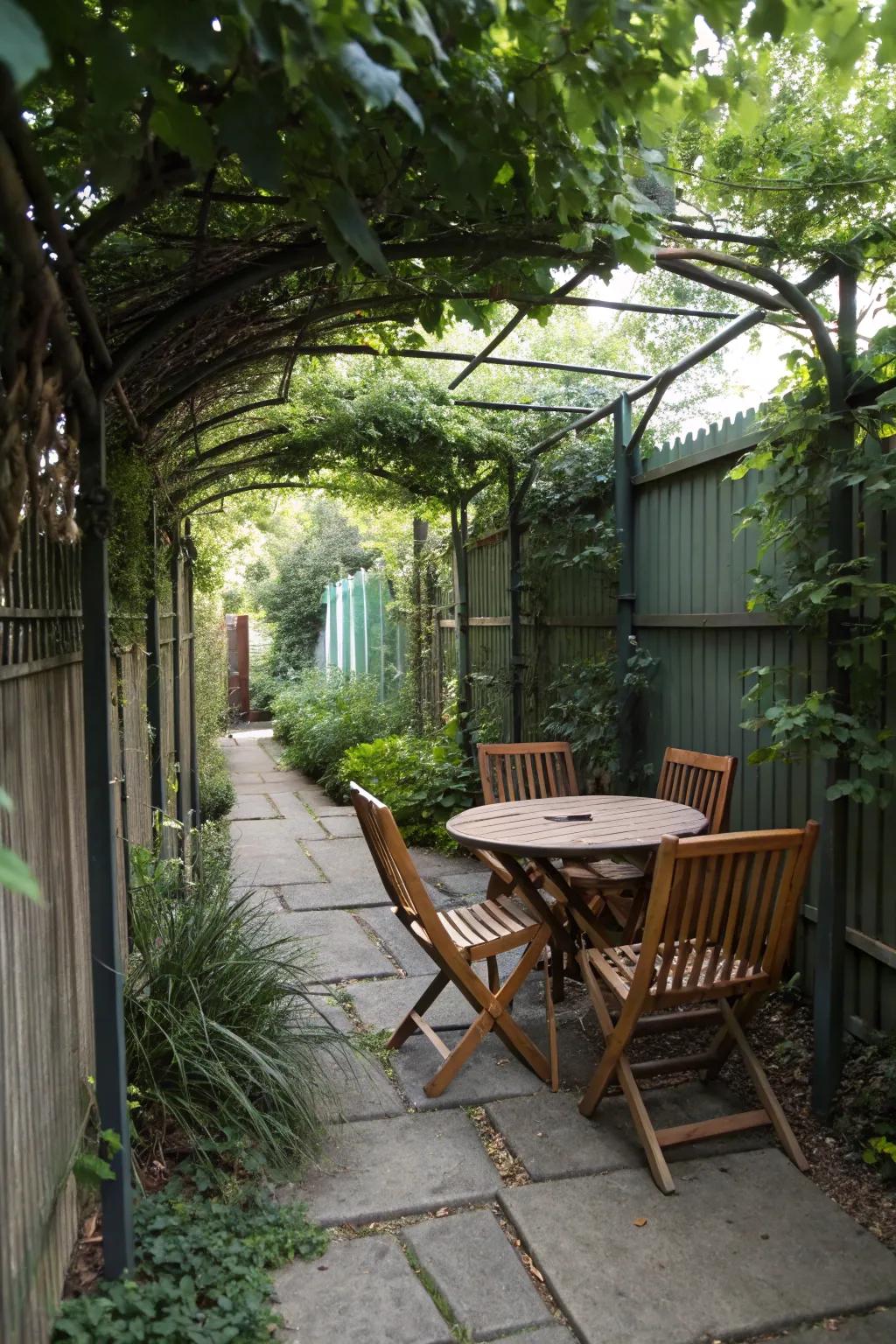 Design a private retreat with clever privacy elements.