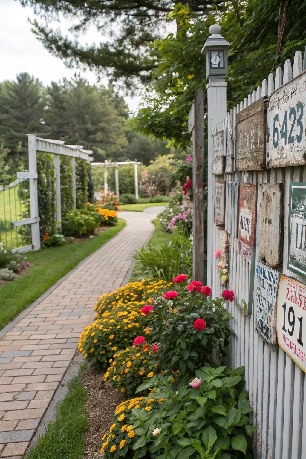 Vintage license plate signs bring a touch of Americana to your garden.