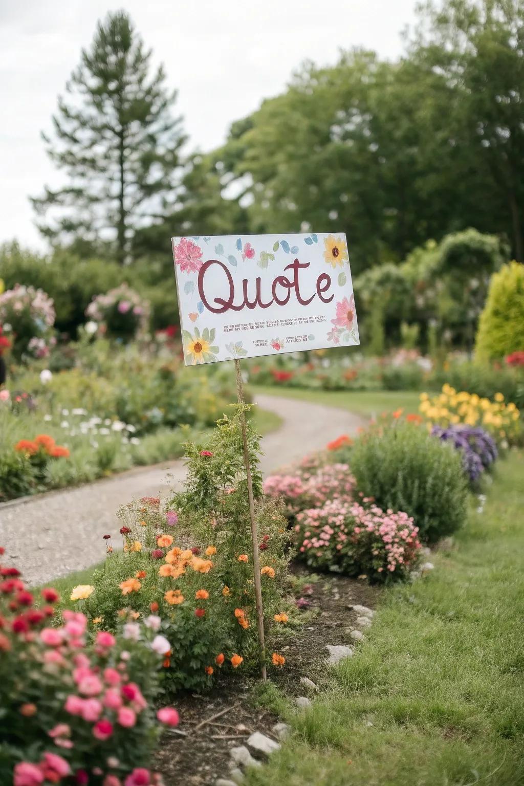 Whimsical quotes spread smiles throughout your garden.