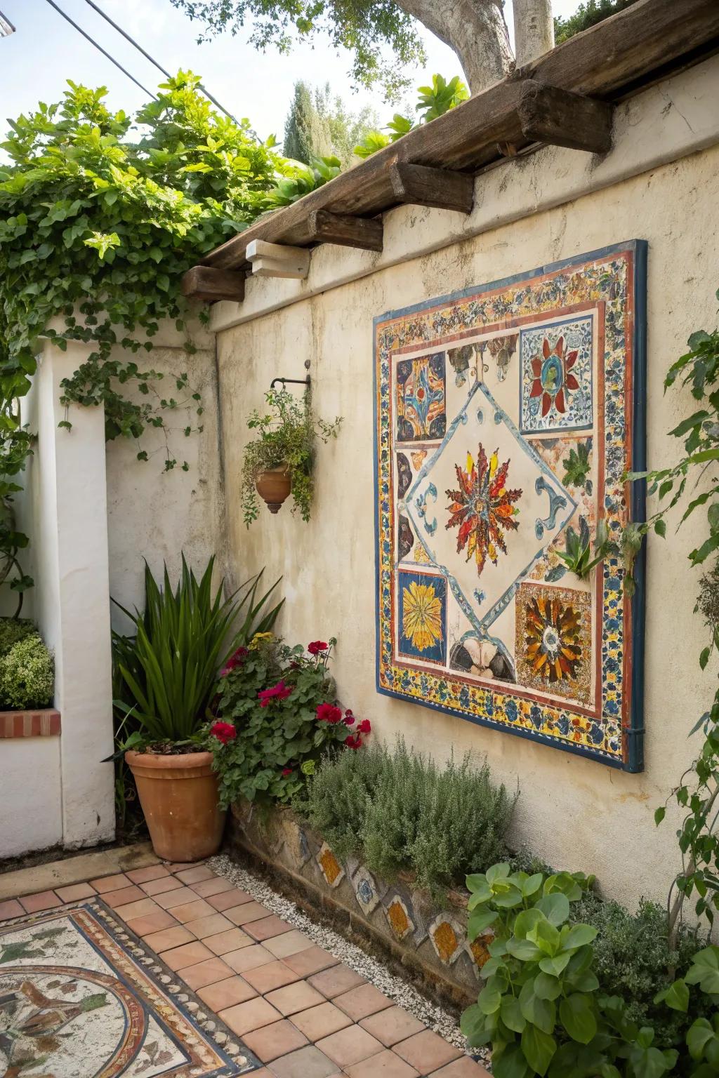 Ceramic tile art signs add color and durability to outdoor spaces.