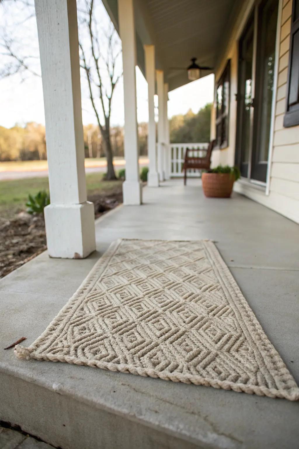 Textured rugs add comfort and style to your porch.