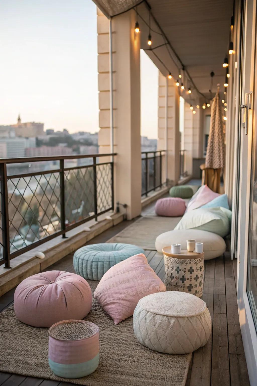 A scenic lounge area on a closed balcony with panoramic views.