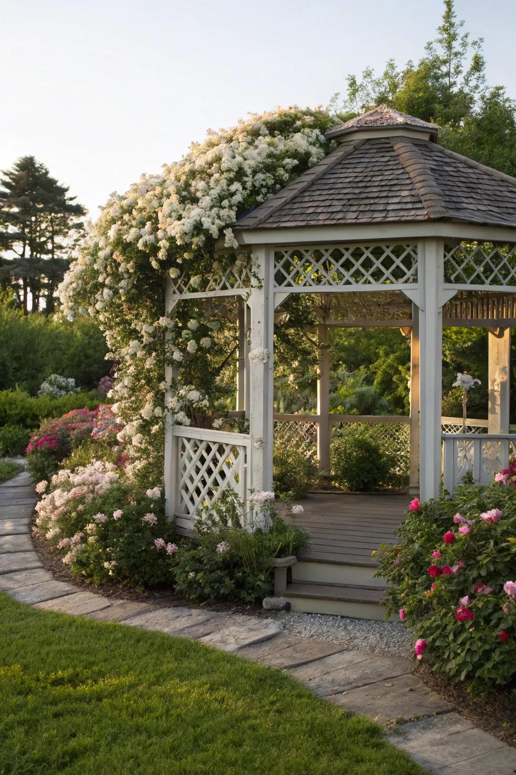 Trellis walls are perfect for fragrant climbers.