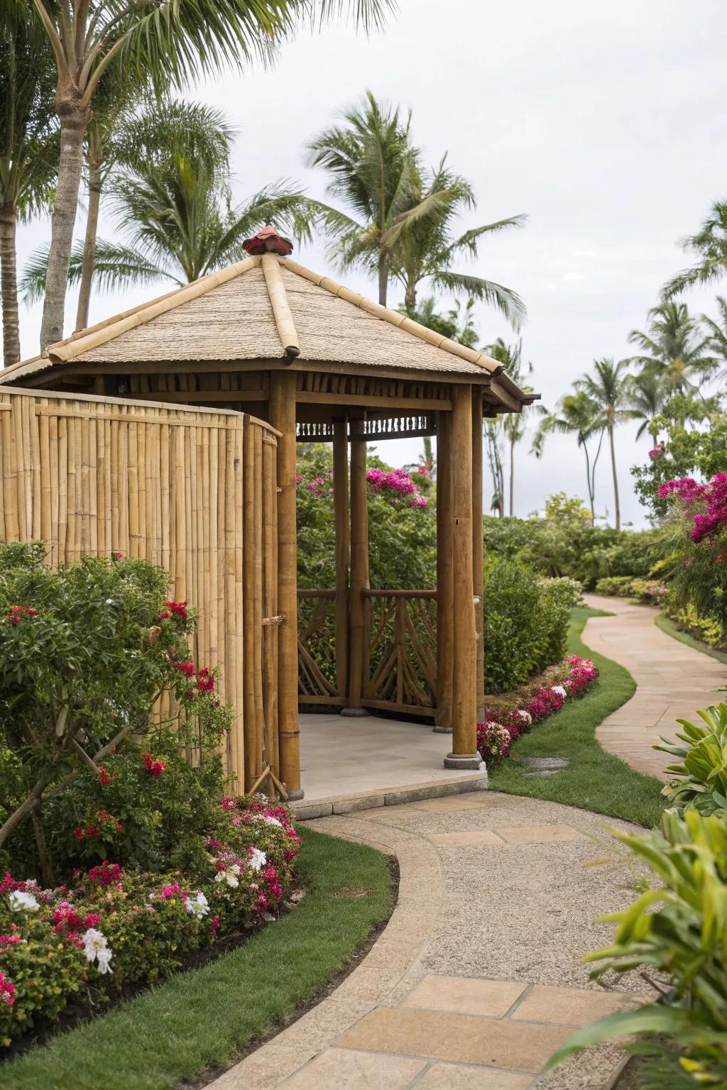 Bamboo panels create an exotic atmosphere.