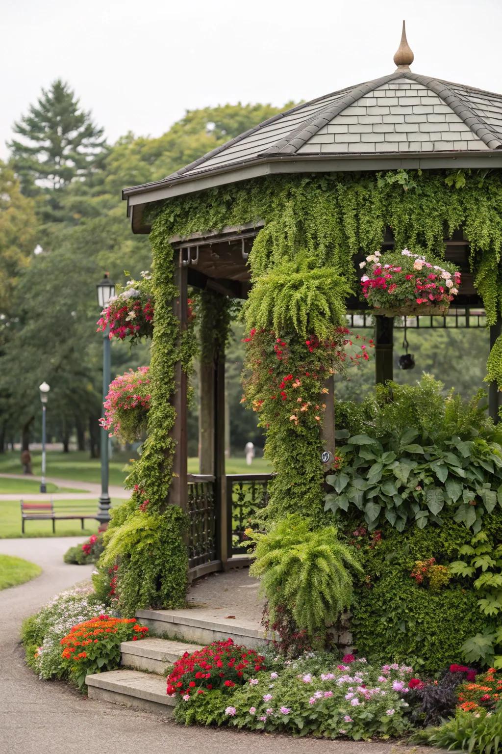 Vertical garden walls bring nature right to your gazebo.