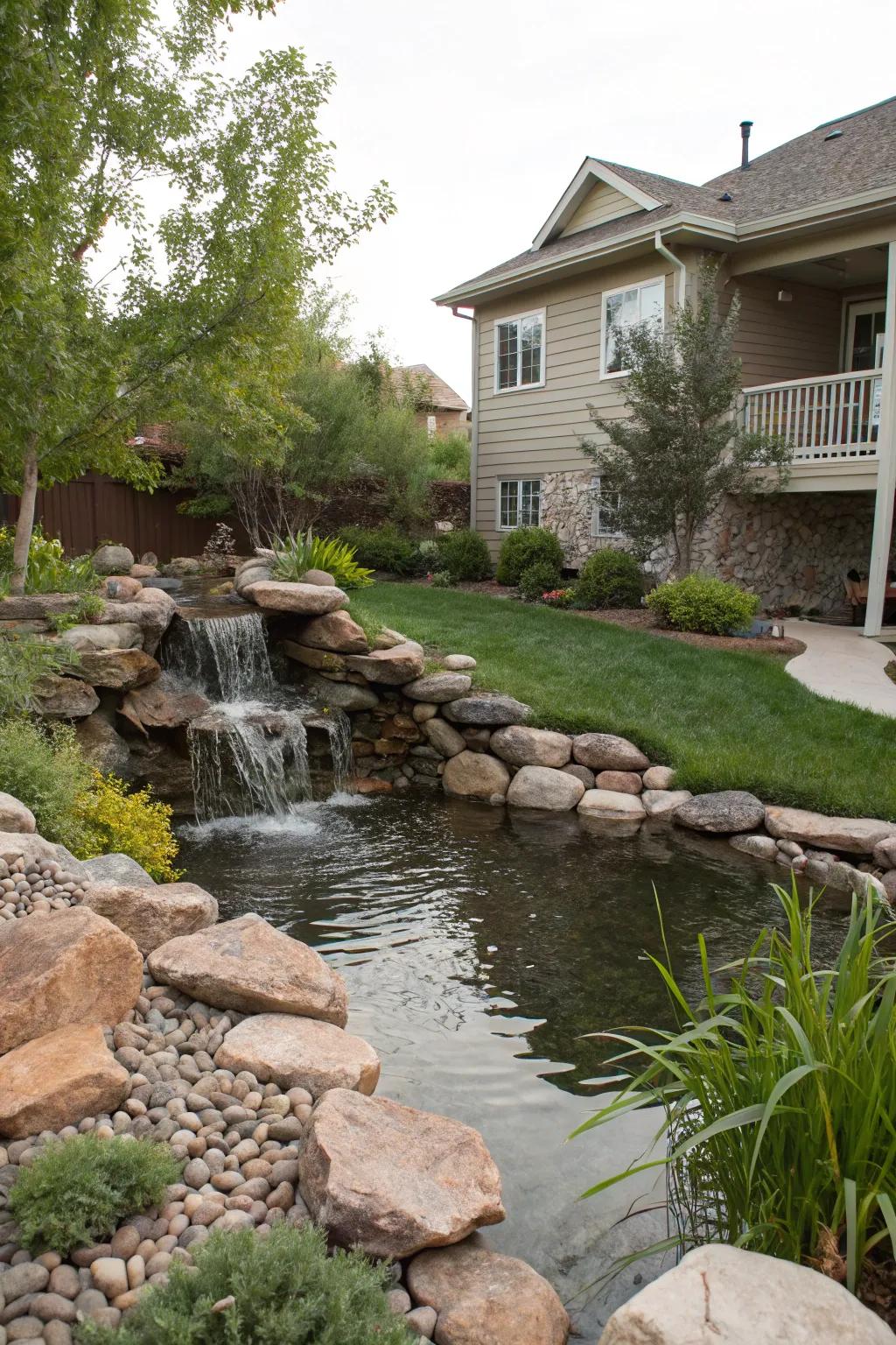 A tranquil water feature that brings movement and sound to a Utah front yard.