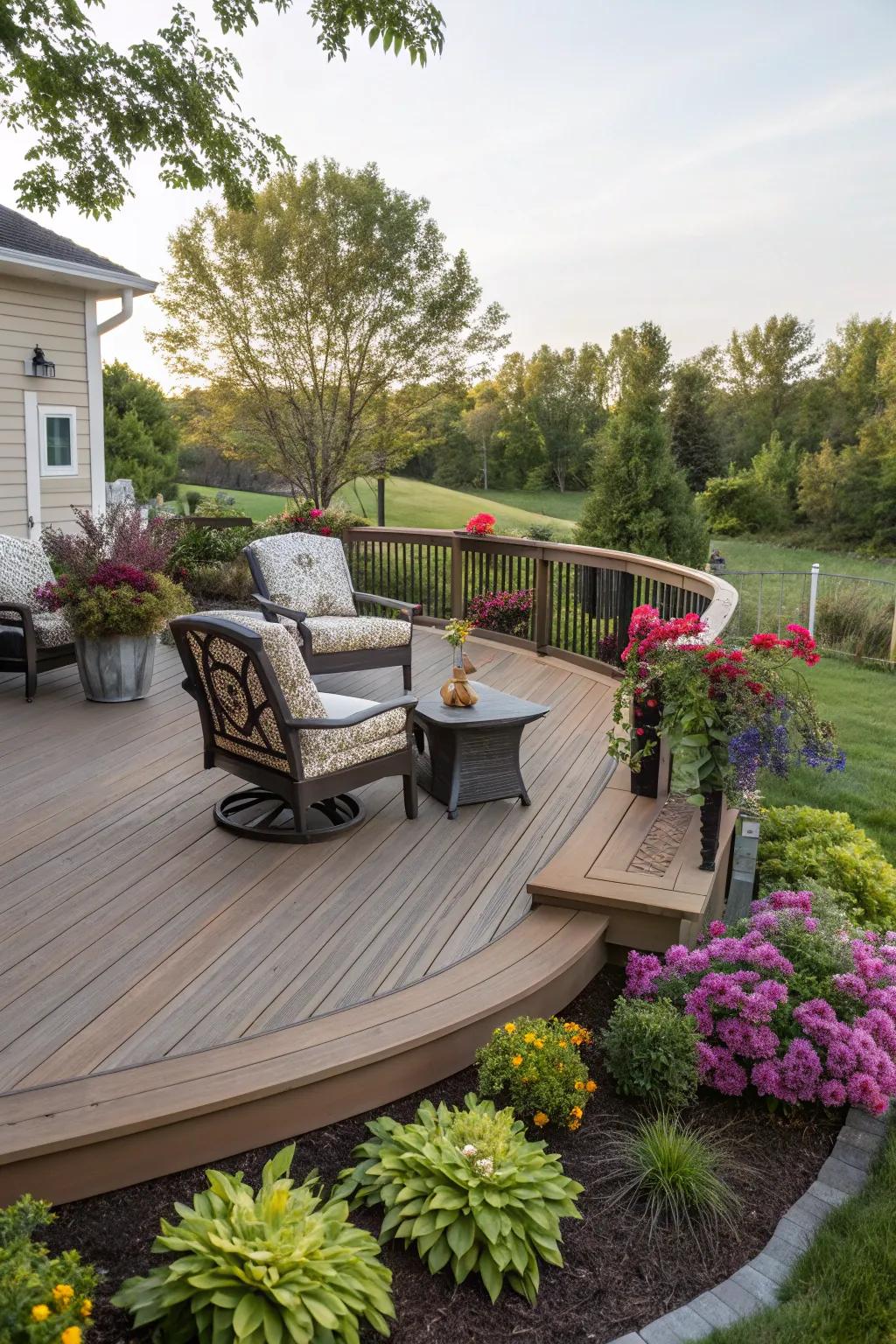 Curved borders create a cozy ambiance.