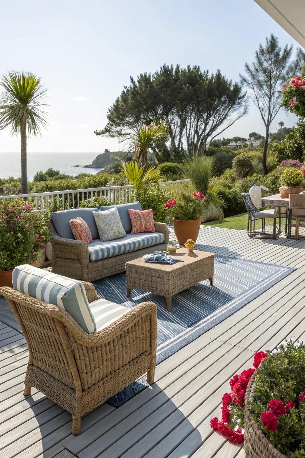Pinstripe patterns for coastal charm.