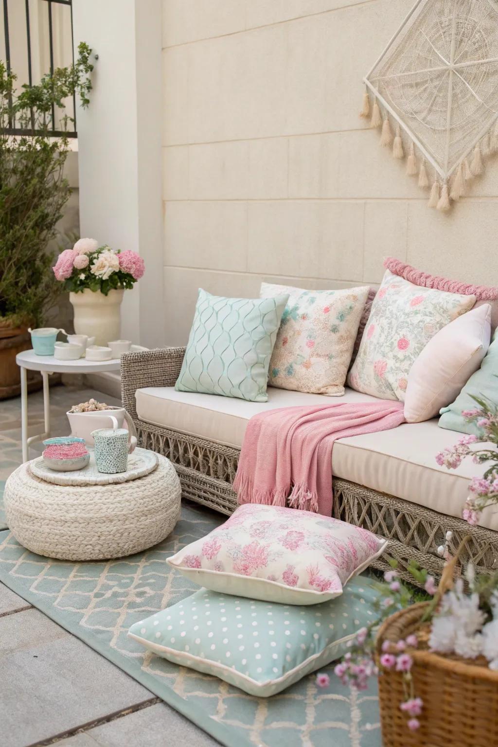 Pastel tones create a calming and inviting atmosphere.