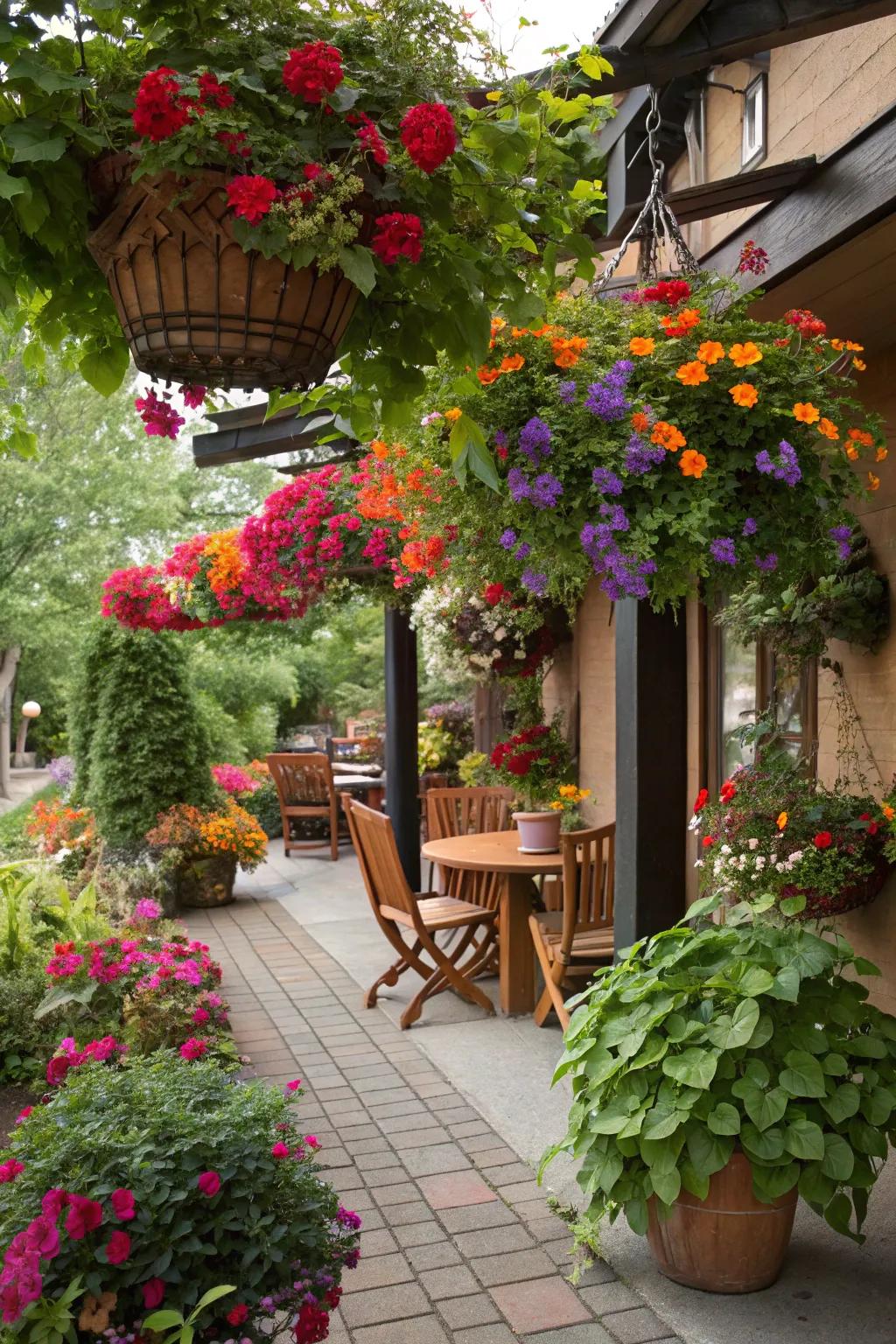 Floral accents breathe life into your patio space.