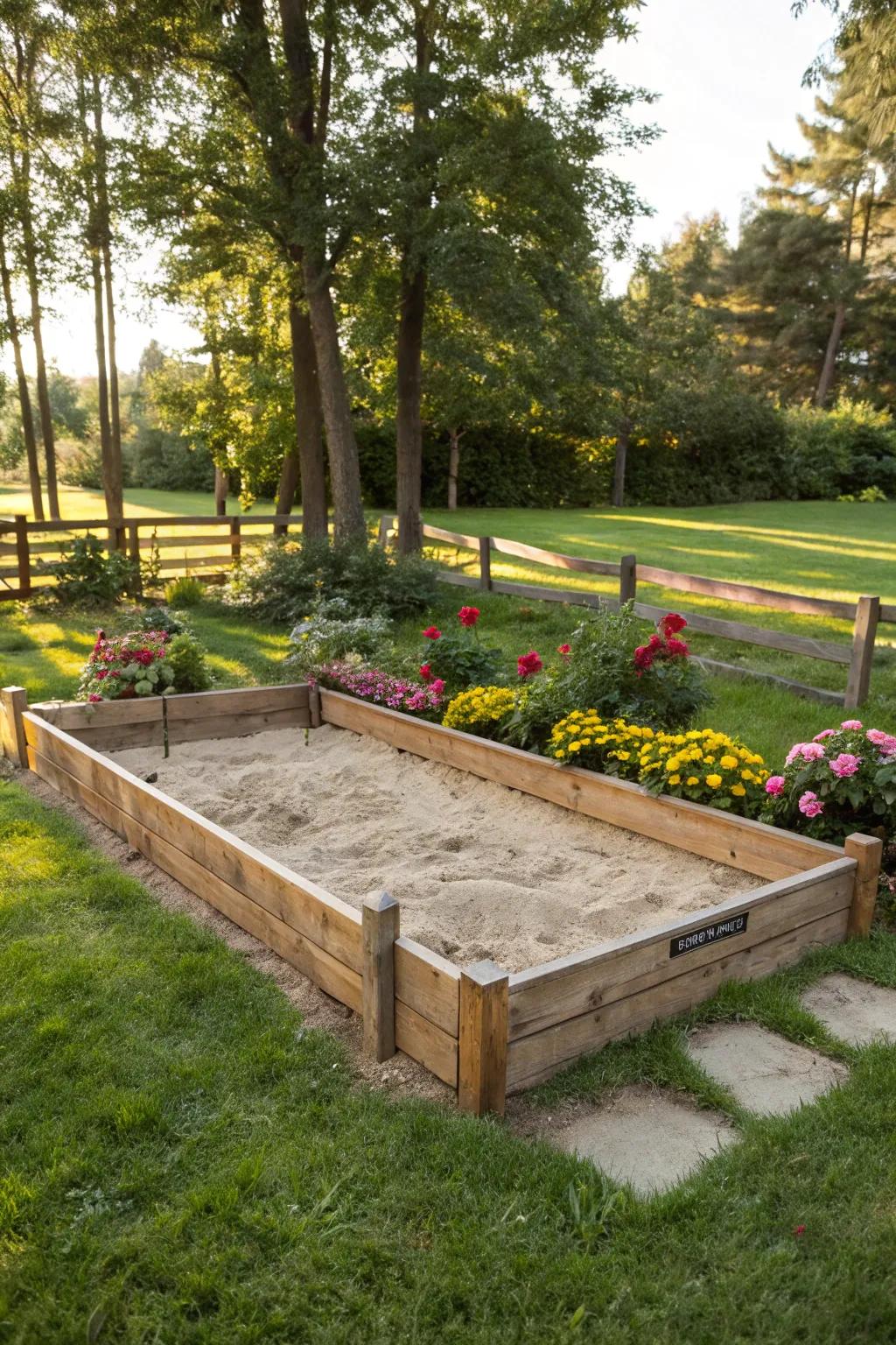 A backstop ensures safety and keeps the game area tidy.