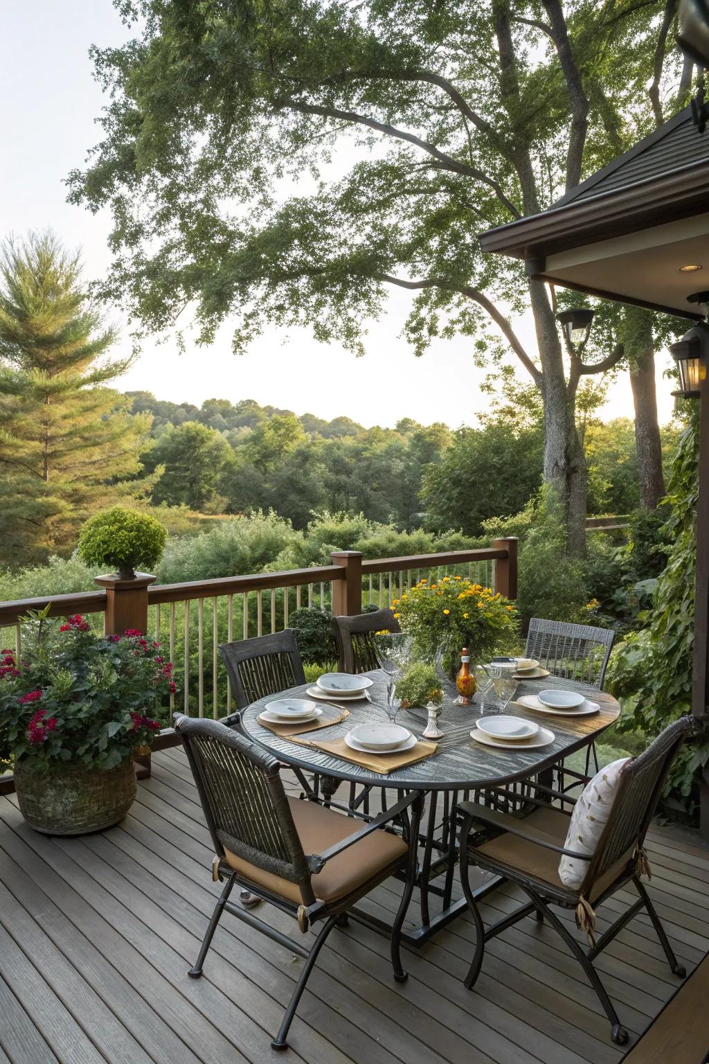Dedicated dining area on deck and patio for enjoying outdoor meals.