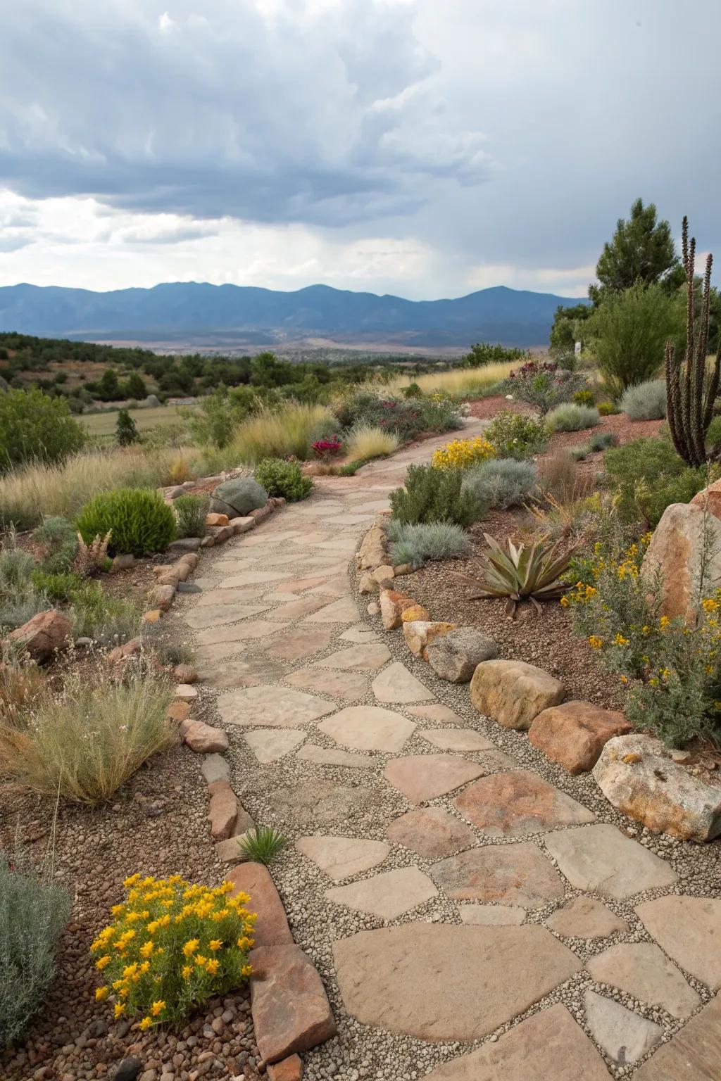 Permeable pathways help manage water runoff while adding structure to gardens.